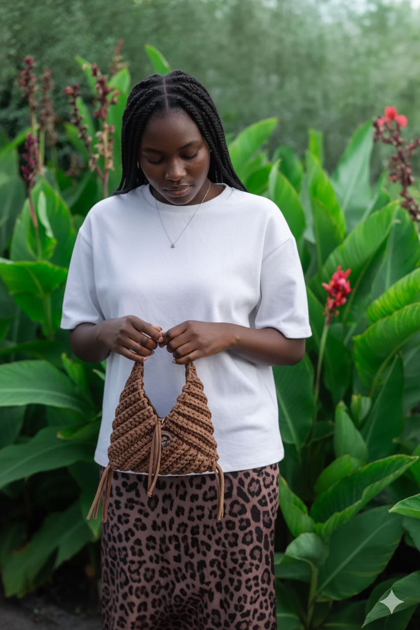 Chunky Crochet Triangle Tote Bag