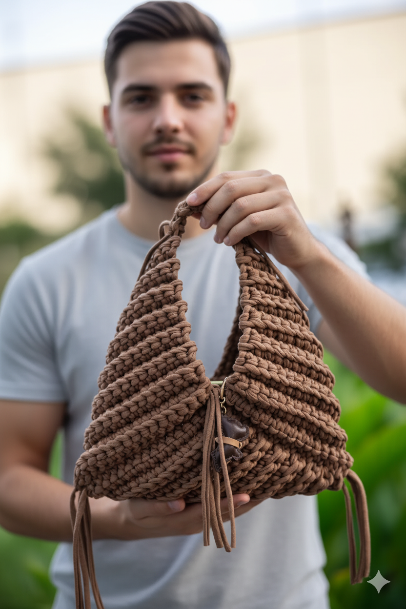 Chunky Crochet Triangle Tote Bag