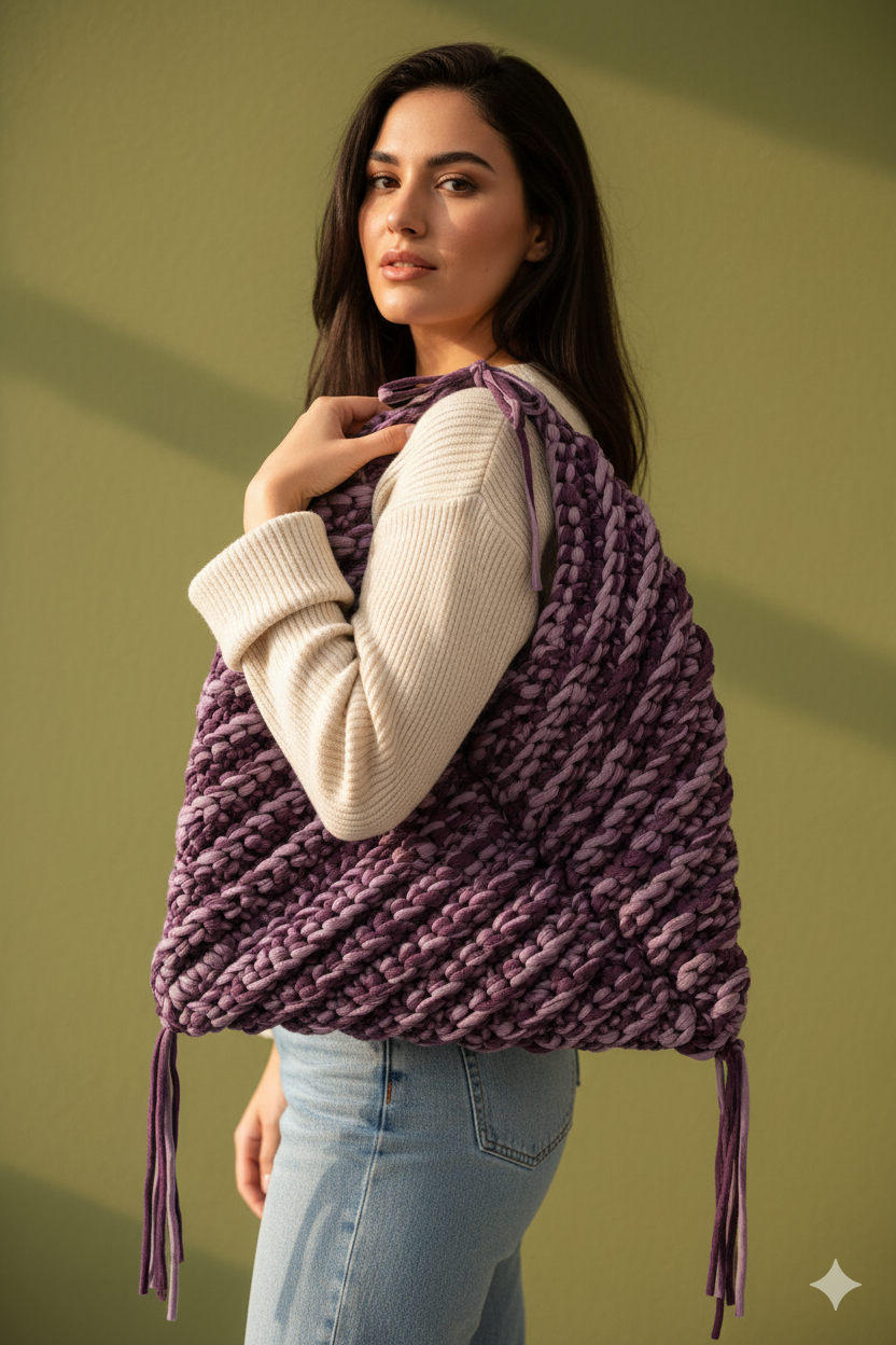 Chunky Crochet Triangle Tote Bag