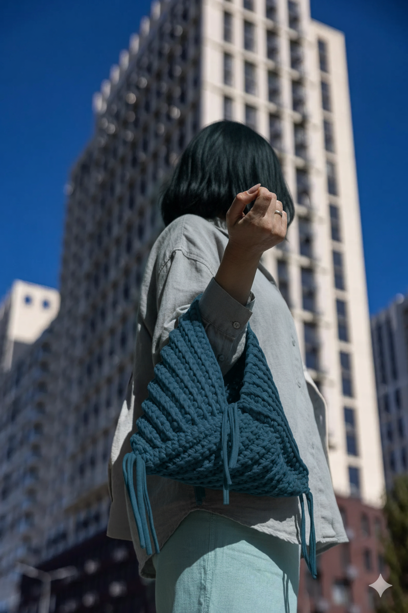 Chunky Crochet Triangle Tote Bag