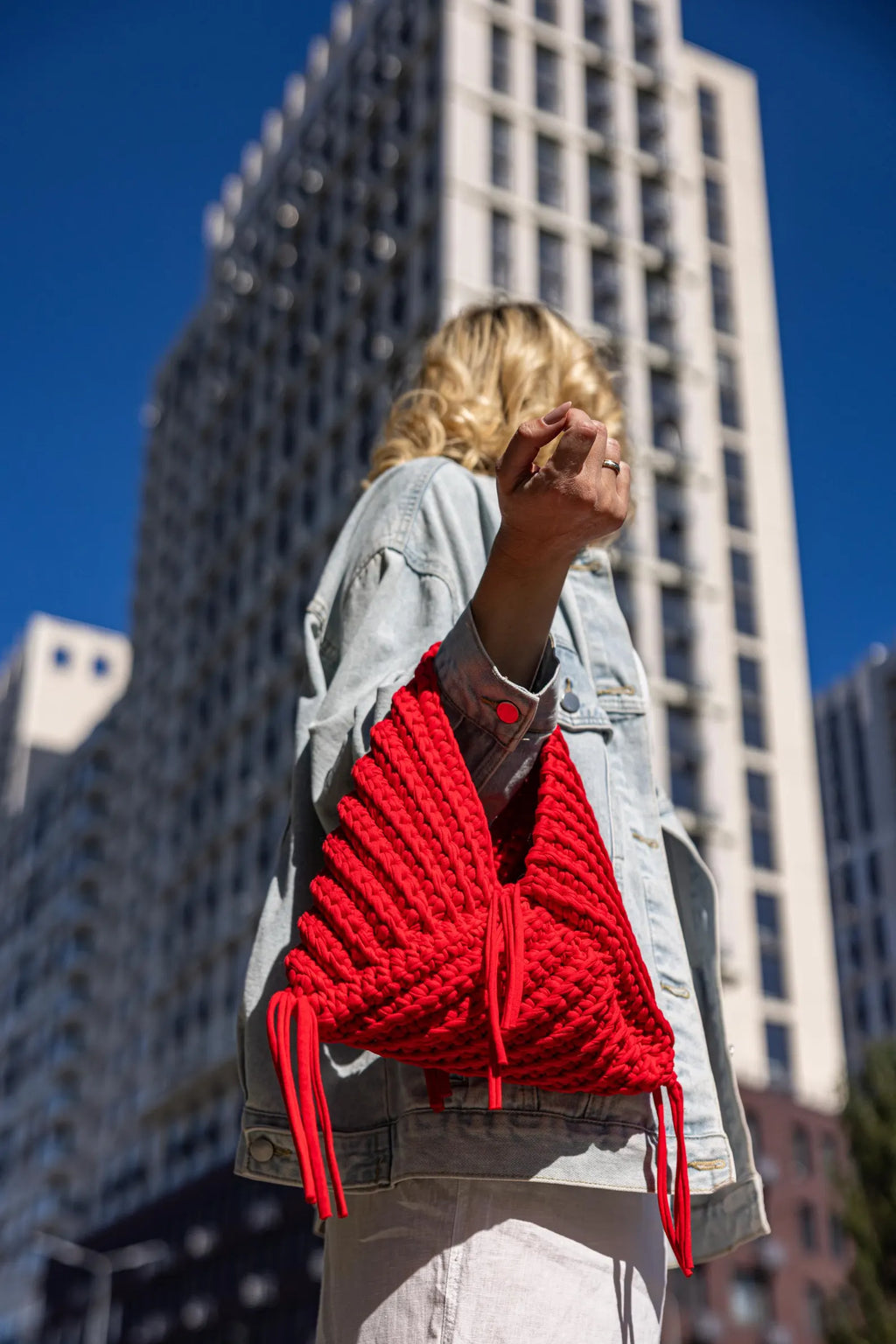 Chunky Crochet Triangle Tote Bag